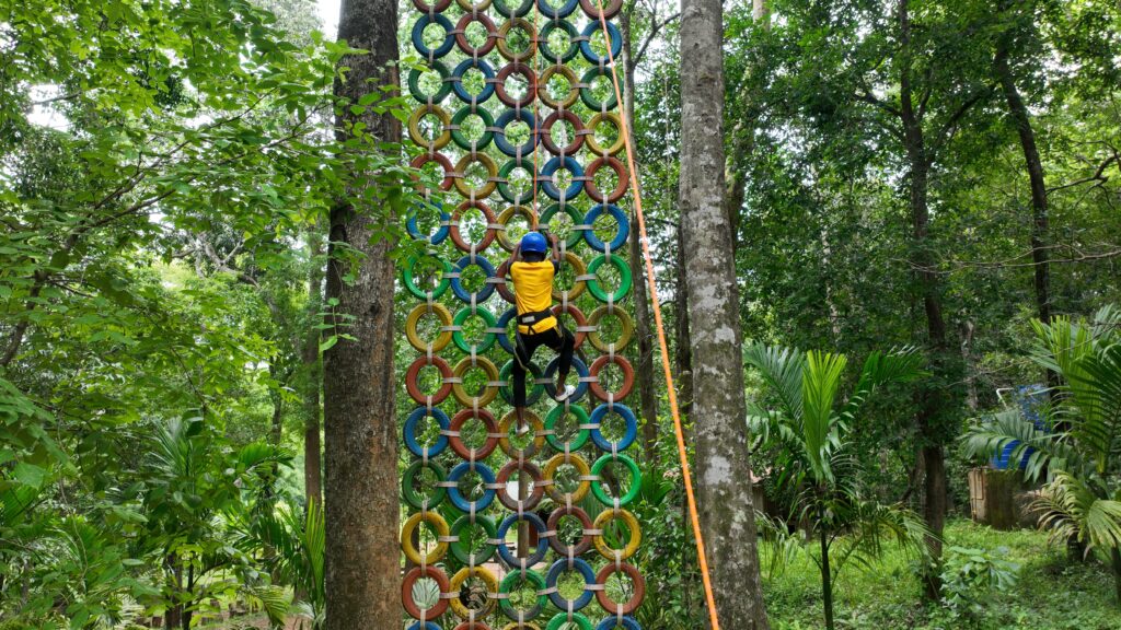 tyre wall climbing activity at yellapur uknature stay